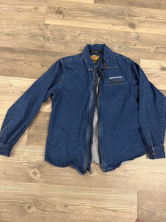 Harley-Davidson Jackets & Blazers - Harley-Davidson Dark Blue Denim Zip Jacket Large